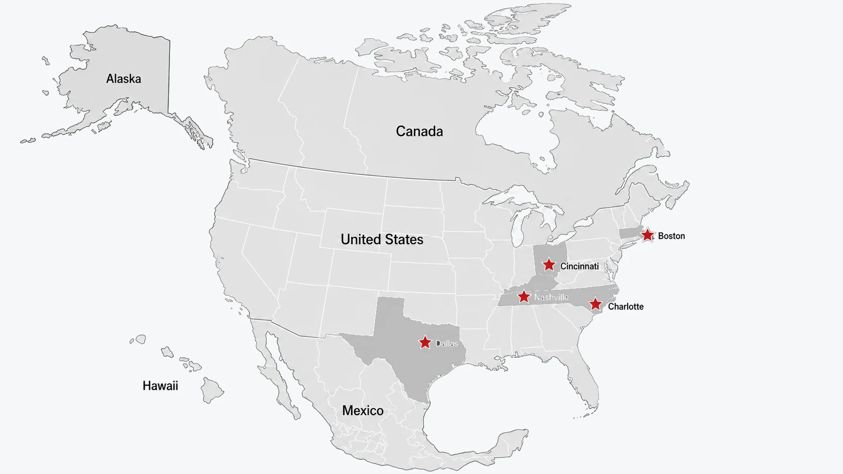 North America service coverage map showing strategically located Branin Automation field service engineers